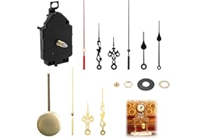 JINSIHU 15 Pezzi Kit Movimento Orologio a Pendolo Al Quarzo, Pendolo al Quarzo Movimento Dell'Orologio Fai da Te Kit, Kit Meccanismo Orologio Alimentato a Batteria Con Lancette E Pendolo (Albero 22mm)