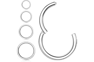 Kucheed 4 Pezzi Anelli a Cerchio Orecchini a Cerchio, Acciaio Chirurgico 316L Incernierato Clicker Anello Segmento Elica Cartilagine Naso Anelli a Labbro Orecchini Piercing Gioielli