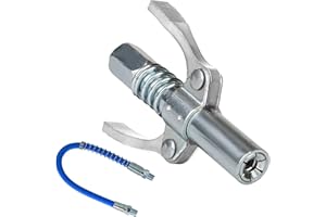 SCOUTTEEMO Grease Guns Coupler, 10000 PSI Double Handle Quick Locking and Release Grease Coupler with 30cm Hose, Grease gun coupling attachment for Standard 1/8" NPT