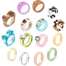 Bagues En Résine Colorée Avec Nœud – Réglables, Style Rétro – Pour Femmes Et Filles – Légères, Confortables – Multi-couleurs
