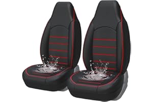 AUTOYOUTH Housses de Siège de Voiture Avant Universelles Simili-Cuir pour 2 sièges Noir Rouge, Tuning Voiture Interieur
