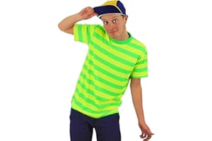 I LOVE FANCY DRESS LTD Bellissimo costume da Principe di Bel Air, con maglietta a righe giallo e verde neon + cappello da baseball giallo e blu, personaggio TV anni '90