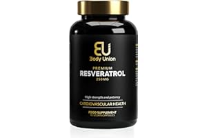 BU BODY UNION Body Union Resveratrol Supplement | 250mg Antioxidant Supplement For Heart Health, Energy & Blood Pressure | Estrogen Supplements Perfect For Menopause | Metabolism Booster | 90 Capsules