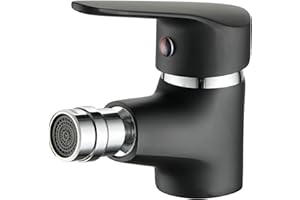 Maynosi Miscelatore Monocomando per Bidet, Bidè per Lavabo, Rubinetto Bidet con Tubo, Beccuccio Regolabile, Design Semplice e Dimensioni Compatte, in Ottone (Nero Opaco)
