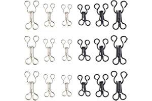 mifengdaer 60 Set Sewing Hooks 3 Sizes Metal Eyes Closure Bra Hooks Clothing Fasteners for Bra and Trousers Skirts Clothing Repair (Silver and Black)