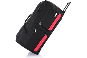 Flymax 28" Medium Suitcase Lightweight Wheeled Duffle Bag Holdall Luggage Travel Bag 2.55kg 89L Red