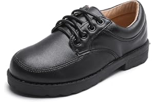 WUIWUIYU Garçons Chaussures habillées à Lacets Derby Chaussures de Bal de Mariage Formelles