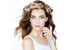 RMEET Blumenstirnband,Boho Braut Blume Damen Blumenkrone Girlande Stirnband Frauen Blumen Kranz Krone Haarband für Hut Ornament Hochzeit Strand Reise Braut Hochzeit