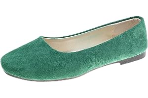 Hwalleum Women's Casual Square Toe Ballet Flats Ladies Stylish Slip On Ballerina Flats Girls Fashionable Solid Color Ballet Pumps Dolly Shoes Womens Comfy Office Driving Flat Shoes Loafers