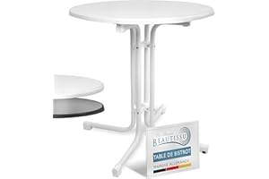 Beautissu Table Bistrot Extérieur Ronde Ø 80 cm – Table d'appoint Balcon Jardin Pliante Ronde, Hauteur 70 cm – Table de à Manger Camping fête – Blanc – Bistroni