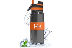 HoneyHolly Gourde Sport, 1000 ML Bouteille d'eau, Couvercle étanche avec Dessus Rabattable et Paille, 2 Choix de Boissons, sans BPA, Réutilisable, Convient pour Le Camping, Le Cyclisme, l'école