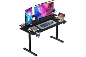 SOSINYA 140x60cm Mesa Escritorio Elevable, Mesa Elevable Escritorio, Mesa Gaming Negro, Secretaria Elevatoria, Memoria de Altura Ajustable, Adecuado para Estudiar, Trabajar, Juegos