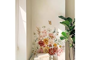 Runtoo Piwonia kwiat sztuka ścienna kalkomanie akwarela motyl kwiatowe naklejki ścienne do sypialni salonu dziecka przedszkola dekoracja ścienna