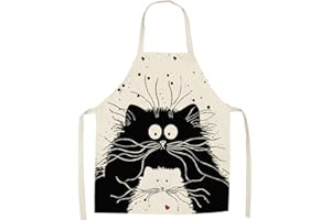 JFAN Delantal de dibujos animados Delantal de cocina para Mujeres Hombres Patrón de gato Delantales de moda Delantal divertido