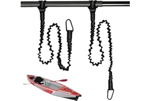 xiaoxianxian 2 Pièces Pagaie de Kayak Corde,1.5 m Kayak Paddle Laisse Élastique avec Mousqueton pour Kayak, Canoë, Bateau, Surf