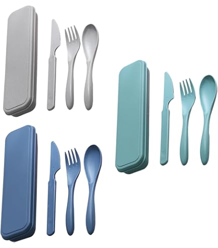 Set Posate Da Viaggio In Plastica - 2 Confezioni Con Custodia - Per Adulti - Rosa E Nero - Foto 6