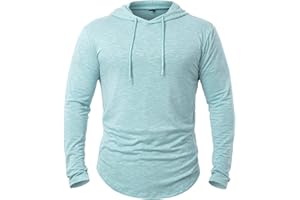 CARWORNIC Men's Quick Dry Hooded Tops Lightweight Thin Long Sleeve Running Hiking Hoodies Outdoor T-Shirt