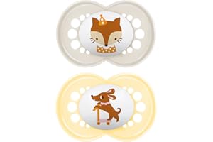 MAM | Sucette Original Animaux 18+ mois (2 pièces) coloris aléatoire – Tétine en silicone symétrique et anatomique – Tétine bébé avec boîte de transport et de stérilisation