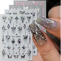 JMEOWIO Nagelaufkleber Blumen & Schmetterlinge Gold – 9 Blätter Selbstklebend Für Nail Art, Frühlingsdesign