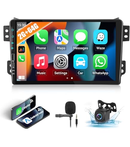 SIXWIN 2 64G Android 13 autoradio voor Suzuki Splash Ritz/Opel Agila 2004-2014 met Carplay/Android auto/mirrorlink, 9 inch capacitief touchscreen, ondersteunt wifi/GPS/FM/Bluetooth/SWC