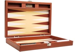 Silverman & Co. 13-inch Premium Desert Brown Luxury Backgammon Set for 2 Players, Ages 36+