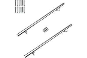 CAVATINY Rampe d'escalier en acier inoxydable - Rampe d'escalier murale - Avec support mural et embouts - Rampe d'escalier intérieure et extérieure pour escaliers, parapet, balcon - Longueur : 200 cm