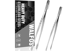 Grillzangen Kochpinzette Edelstahl Walfos®, 2 Stück (Edelstahl 25+30cm) Pinzette Küche, Küchenpinzette, Grillpinzette, Fleischzange, Perfekt für Kochpinzette, Familienfeiern, kulinarische Profis.