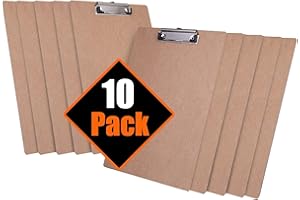 JAKAGO Schowek A4, solidne drewniane podkładki A4 z otworem do zawieszania i niskoprofilowym metalowym klipsem, do szkoły, biura, magazynu, codziennego użytku (10-pak)