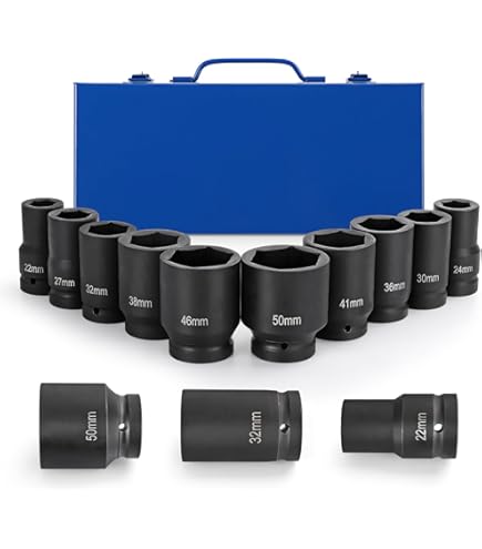 Stark Jumbo 1 In. Drive Cr-Mo Steel 6-Point SAE Deep Impact Socket Set With Extension Bars And Carrying Case (21-Piece) 35104-H1 - The Home Depot