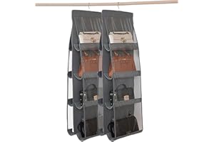 Accmuzzy Handtaschen Aufbewahrung 2 Stücke Taschen Aufbewahrung 8 Taschen Transparentes Fenster Aufbewahrung Handtaschen,Taschenaufbewahrung, Grau