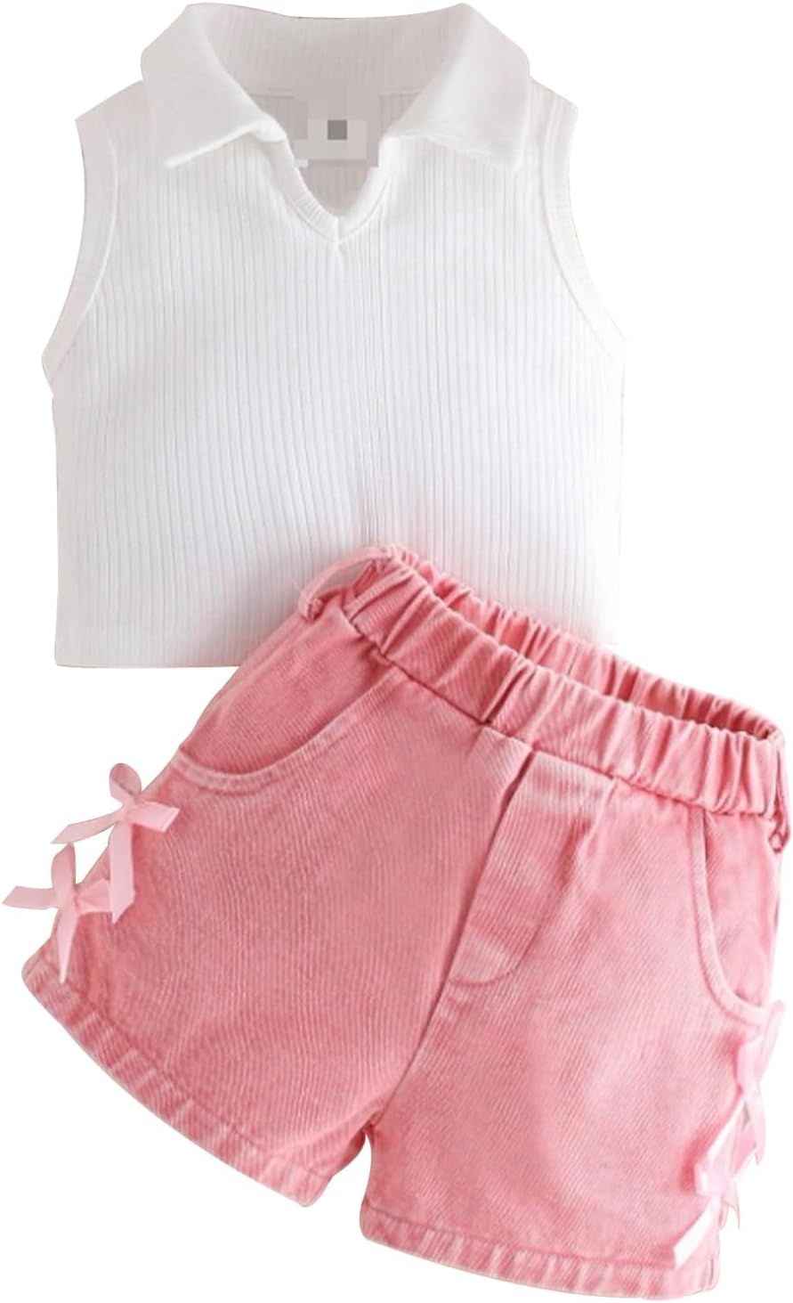 Eqenkely Ropa para Niña Recién Nacida Top Camisa de Sin Mangas y Pantalones Cortos Vaqueros Conjunto Traje de Verano para Bebé