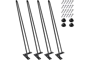 MSOBAIW 22 Inch Hairpin Legs, Heavy Duty Metal Table Legs for Coffee Table, Chair, Bench, Desk, Nightstand, 3/8" Dia Satin Black Two-Rod Iron Wire Legs for DIY Furniture