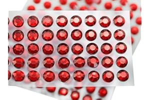 ALLSTARCO 5mm SS21 Red Self Adhesive Acrylic Rhinestones Plastic Face Gems Stick On Body Jewels for DIY Cards and Invitations Crafts Bling Sticker - 5 Sheets - 250PCS