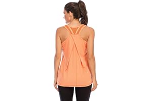 Nekosi Women's Workout Gym Tank Tops Yoga Sports Vest Loose Fit Sleeveless Mesh Backless Running Activewear
