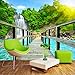 Produktbild Weaeo Benutzerdefinierte Fototapete Wasserfall Holz Brücke 3D Landschaft Landschaft Hintergrund Wand Schlafzimmer Badezimmer Wohnzimmer Tapeten Wandbild-120X100Cm