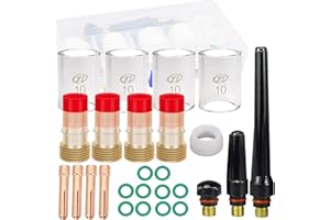 QAQGEAR Antorcha de Soldadura TIG de 24 Piezas, Lente de Gas rechoncha, Kit de Copa de Vidrio n. ° 10 para WP-17/18/26, Kit de Accesorios de antorcha de Soldadura TIG