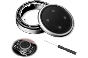 LIEKADIJIAE Auto Multimedia Knob Cover, Schwarz Multimedia Knopf Abdeckung, Multimedia Knopf Abdeckung(Mittel bis groß), Ersatz für B-M-W F10 F20 F30 7-Tasten IDrive(Pfeilmuster), Mit Schraubendreher