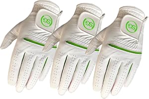 SPORTS GEAR LTD Pack of 3 Men All Weather Golf Gloves, Cabretta Leather Palm Patch & Thumb, Soft Feel Grip & Comfortable, Right Handed Golfer, for Beginners & Professionals, For all weather conditions