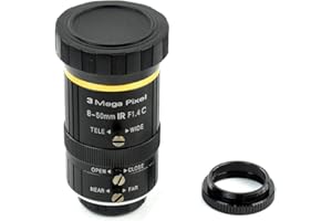 Waveshare Quality Industrial Zoom Lens 8-50mm Adjustable Focal Length with Adjustable Angle of View C-Mount Compatible with Raspberry Pi Camera