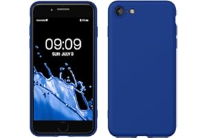 kwmobile Carcasa Compatible con Apple iPhone SE (2022/2020) / 8/7 Funda de Silicona - Flexible con Interior de Microfibra - Suave Protector antigolpes - Azul báltico