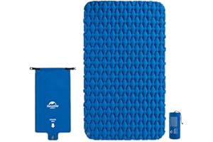 windhike Naturehike Matelas de couchage gonflable double de camping, ultra léger et durable, 6,5 cm d'épaisseur, tapis gonflable compact pour randonnée, voyage, randonnée et plein air (bleu)
