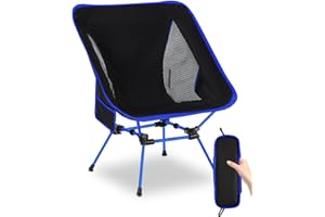 Evolpor Lightweight Folding Camping Chair with Storage Pocket & Carry Bag, High Weight Capacity, Portable for Camping, Hiking, Fishing – Great Gift for Dad, Blue