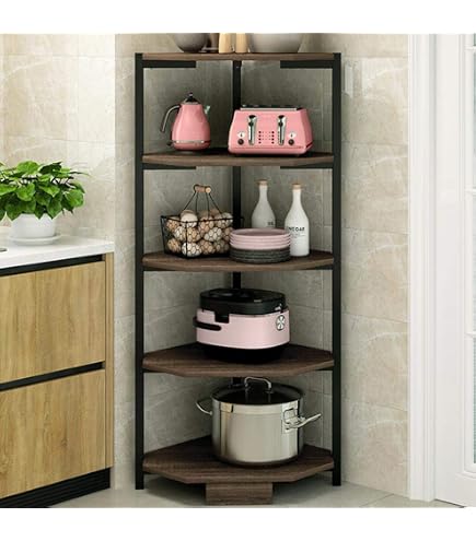 Libreria Scaffale Mensole Parete Angolare Moderna 5 Ripiani Ad Angolo Beige - ND - Casa e Cucina