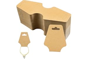 Eozighi 100 Piezas Tarjetas de Exhibición de Collar Tarjetas de Exhibición de Pendientes para Envolver Collares Pulseras Cintas para el Pelo (Marrón)