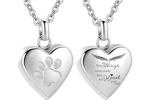InfuMemo Pet Heart Cremation Jewelry For Ashes For Dog/Cat Paw Stainless Steel Memorial Locket Urn Necklace Paw Print Pet Heart Urn Necklace Memorial Keepsake Jewelry Ashes