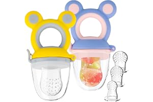 REMEL 2 PCs Baby Food Fruit Feeder Pacifier with 3 PCs Replacement Silicone Pouches Fresh Food Teething Toy for Toddlers Infant (A)