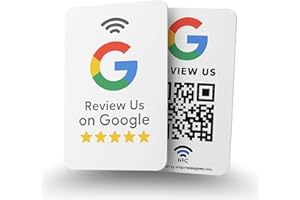 MESSAGENES | Tarjeta PVC NFC y QR para Reseñas Google - Pack 5 Unidades 8,6 x 5,5cm - Placa de Negocio