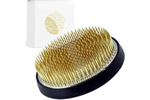 Wazakura Kenzan de Latón Denso para Ikebana (80mm) para Arreglos Florales, Hecho en Japón, Herramienta Japonesa para Ikebana Soporte de Alfileres para Flores - Kenzan de Latón Denso de 80mm