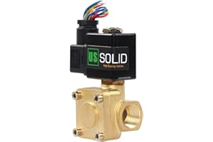 U.S. Solid 12V DC 1/2" G Electrique Électrovanne Laiton Normalement fermé "NC", Air Eau Huile, VITON, Type de pilote