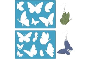 GORGECRAFT 2 Styles Modèle de Forme de Bijoux Boucles d'oreilles Réutilisables Fabrication de Découpes de Papillons en Plastique Pochoir pour Cabochons Bracelets Boucles d'oreilles 5x3.5 Pouces